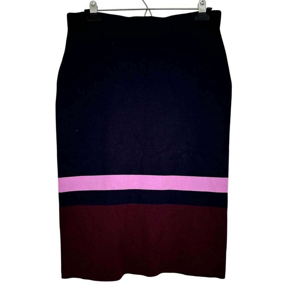 Ann Taylor Blue Purple Color Block Mini Pencil Skirt Womens M Stretch Preppy